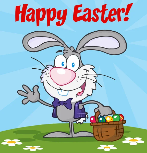 Szczęśliwy tekst Wielkanoc nad króliczek — Zdjęcie stockowe