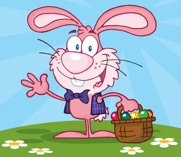 Pink Bunny With Easter Eggs — Stock Photo, Image