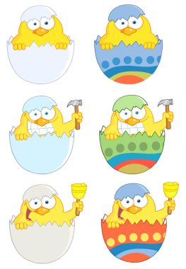 Happy Yellow Chickens clipart