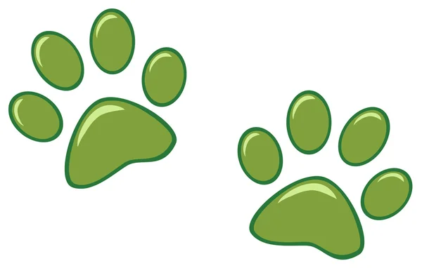 Green Paw Prints — Stock Photo, Image