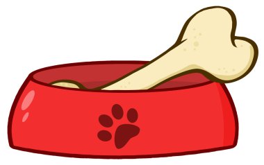 Dog Bowl With Big Bone clipart