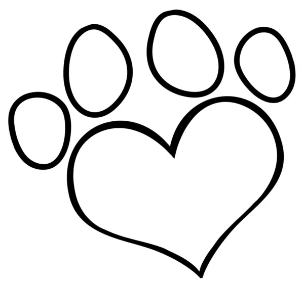 Outlined Love Paw Print — Stock Photo, Image