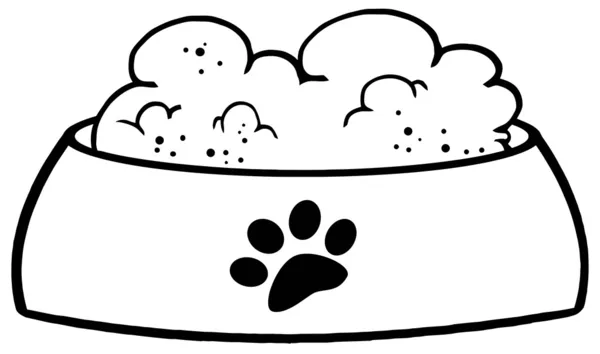 Tigela de cão esboçado com comida — Fotografia de Stock