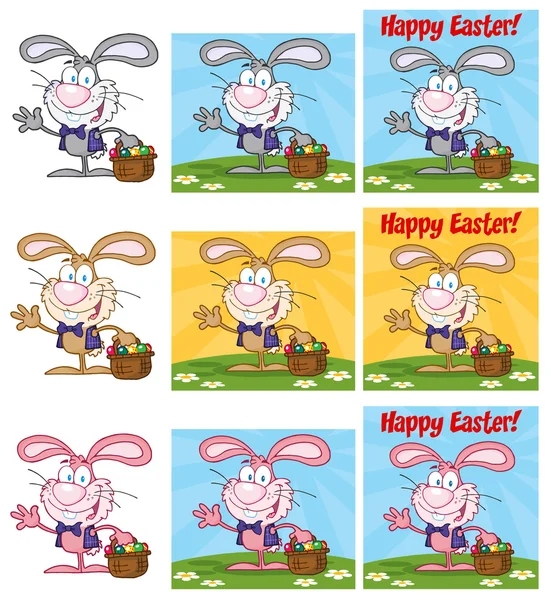Bunny With Easter Eggs Different Colors.Collection — Stock Photo, Image