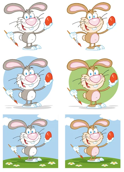 兔子复活节彩蛋绘画不同 color.collection — 图库照片