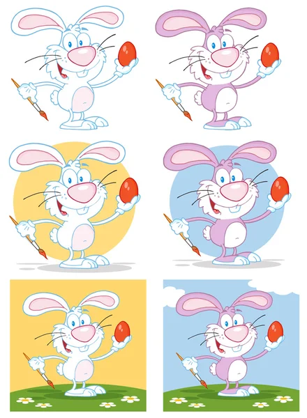 Söt kanin måla påskägg olika color.collection — Stockfoto