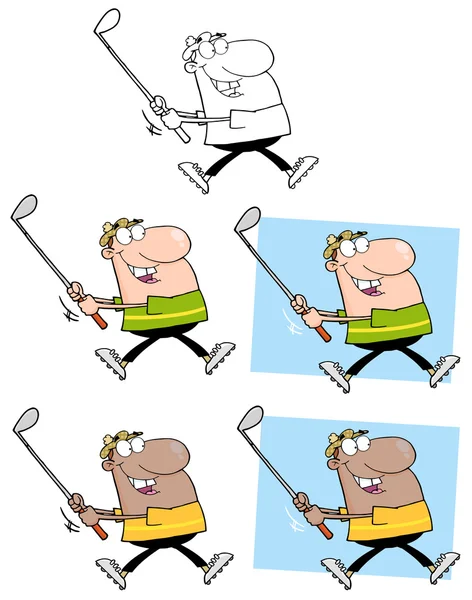 Happy Golfer Running .Collection — Stock Photo, Image
