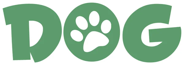 Pies zielony tekst z lapka wydruku — Zdjęcie stockowe