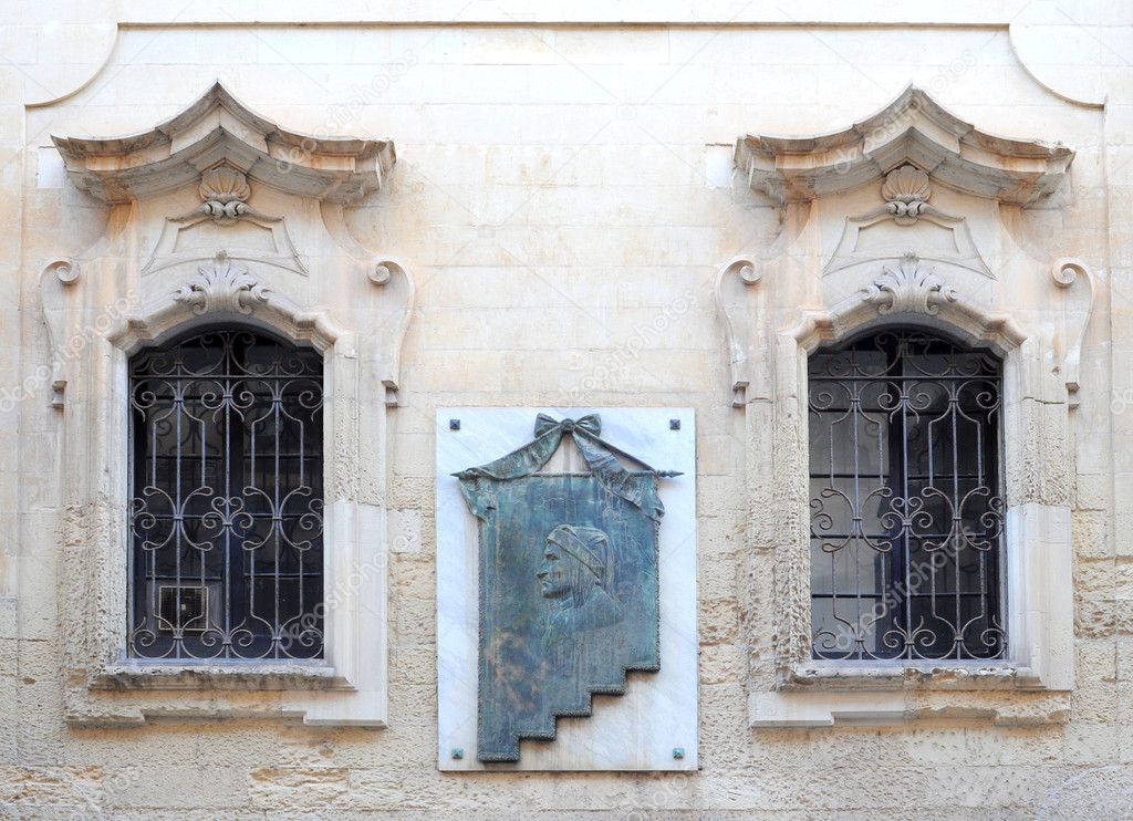 Dante Alighieri plaquette in Lecce, Italy