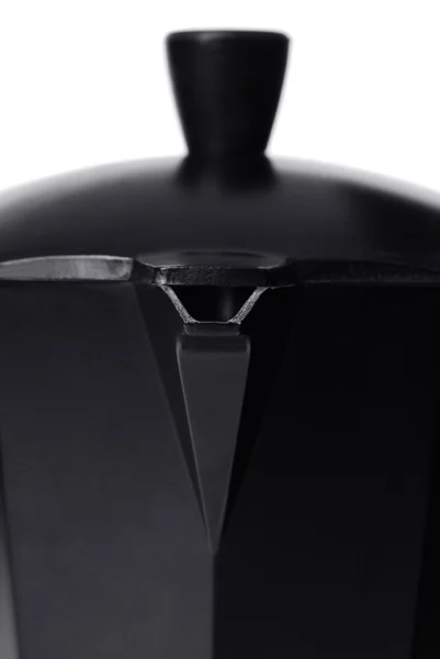 Μαύρο ιταλική stovetop καφετιέρα closeup — Φωτογραφία Αρχείου