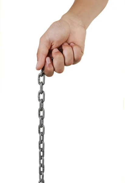 Mano de niño sosteniendo una cadena — Foto de Stock