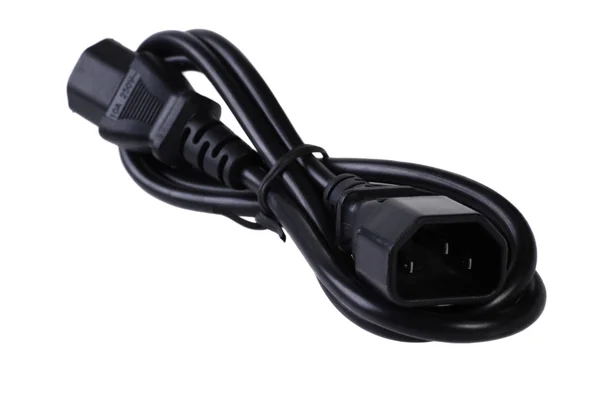 Black computer poser cable closeup. — Stock Photo, Image