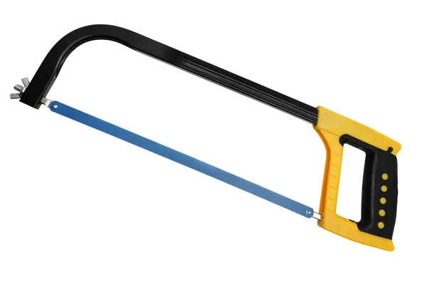 Blue hacksaw with yellow handle — Stock Photo, Image