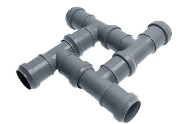 Four plastic sewer pipes composition — Stock Photo, Image