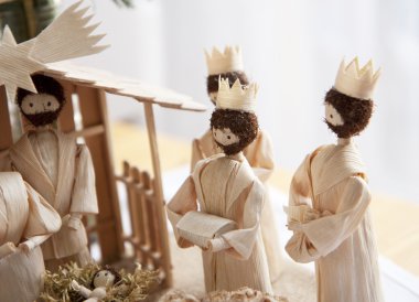 Christmas crib and three wise men clipart