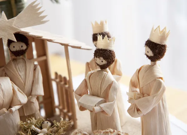 Christmas crib and three wise men Royalty Free Stock Images
