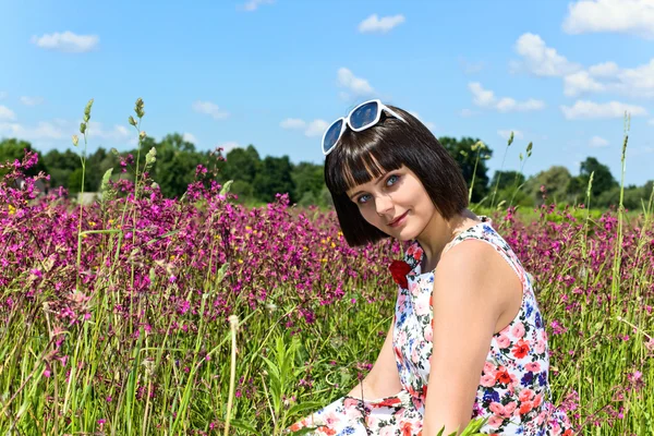 Chica en un prado . — Foto de Stock