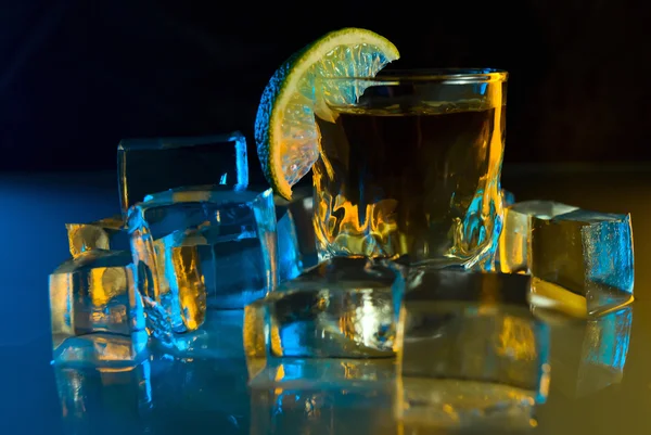 Tequila , lime and ice. — Stock Photo, Image