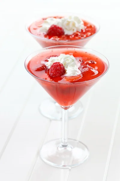 Strawberry jelly with cream — Stock Photo, Image