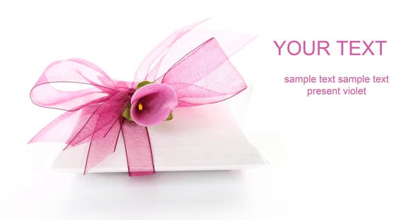 Small gift box decorated with ribbon — Stock Photo, Image