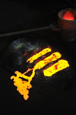 Foundry - molten metal in mould - leftover clipart