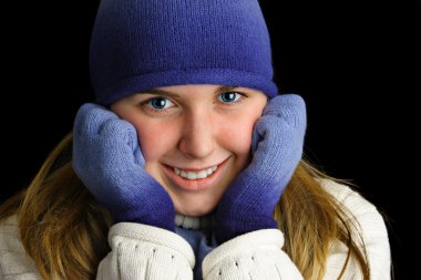 Cold young lady. clipart