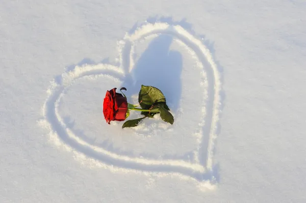 Сердце в снегу — стоковое фото