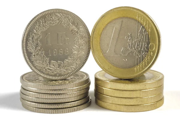 Euro a Frank — Stock fotografie