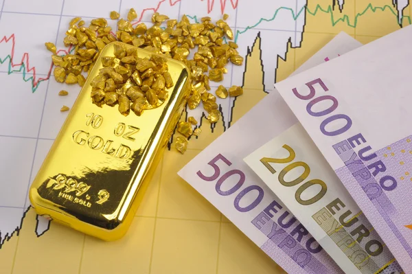 Guld och euron — Stockfoto