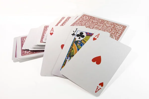 Uma pilha de magos enganam cartas — Fotografia de Stock