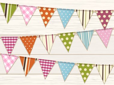 Bunting background one white wood clipart