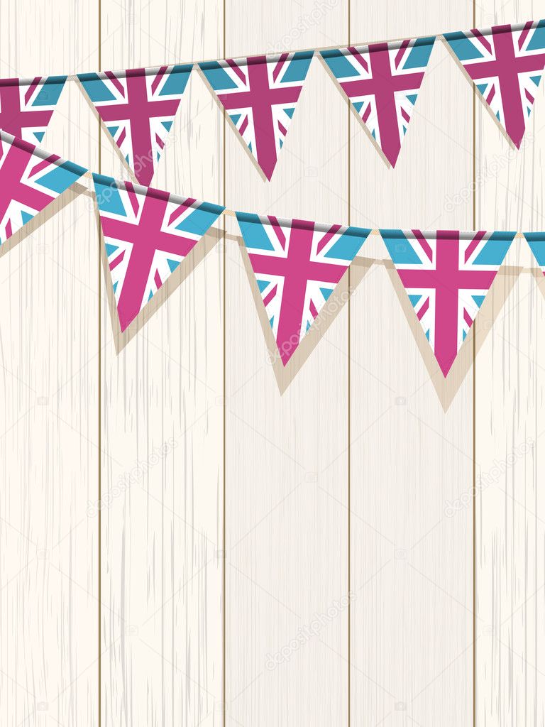Bunting on a wooden background