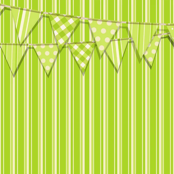 绿色条纹背景上旗布 — 图库矢量图片
