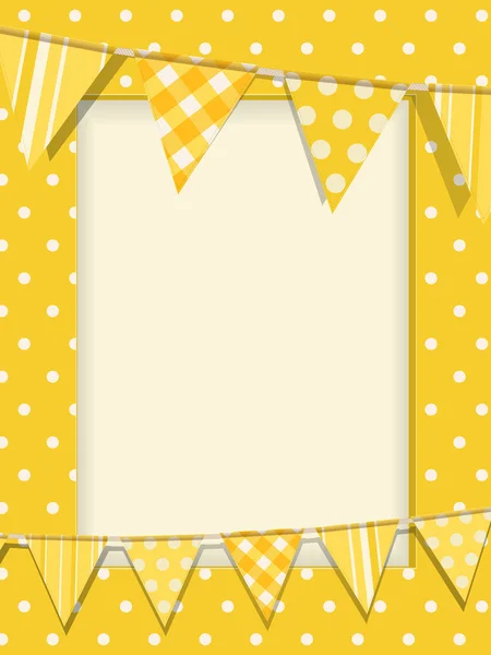 Bunting and yellow polka dot frame — Stock Vector
