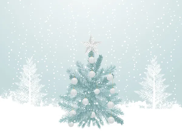 Inverno nevado cena árvore de natal — Vetor de Stock
