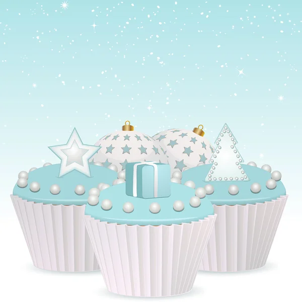 Christmas cupcakes — Stock Vector