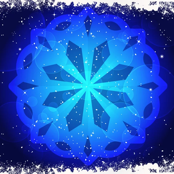 Snwoflake brillant sur bleu — Image vectorielle
