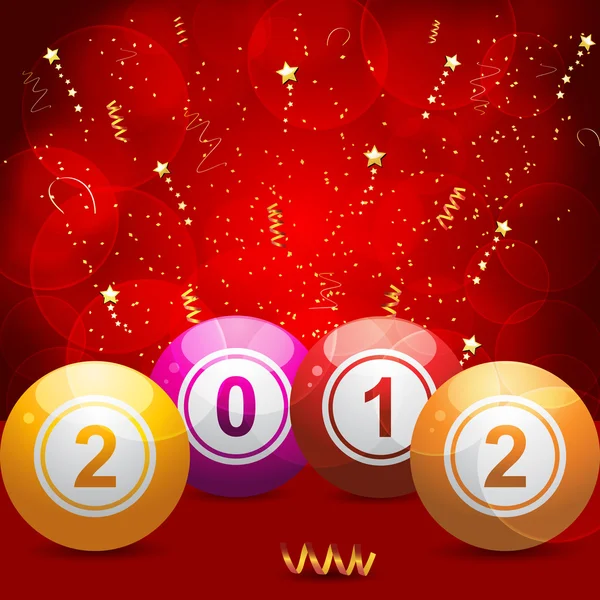 2012 bingo bolas de loteria no vermelho — Vetor de Stock