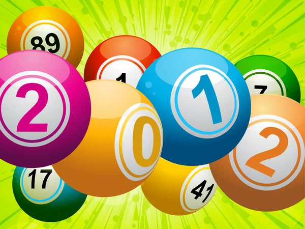 2012 bingo παιχνίδια κλήρωσης μπάλες στο πράσινο — Διανυσματικό Αρχείο