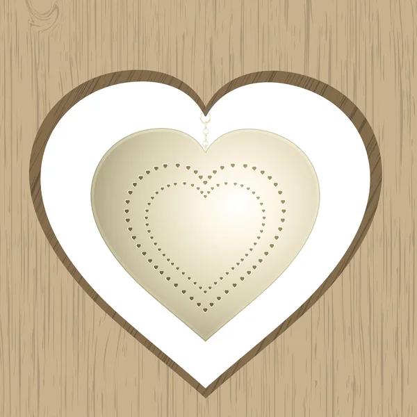 Vintage hart opknoping van hout — Stockvector