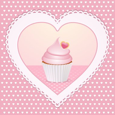 Dekoratif cupcake aşk kalp