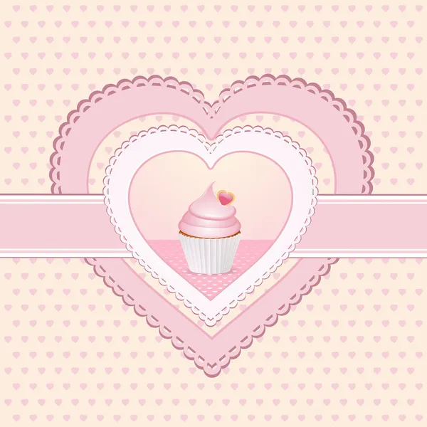 Cupcake hjärtat etikett — Stockfoto