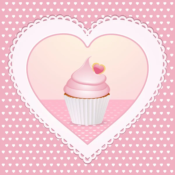 Decorative cupcake love heart — Stock Photo, Image