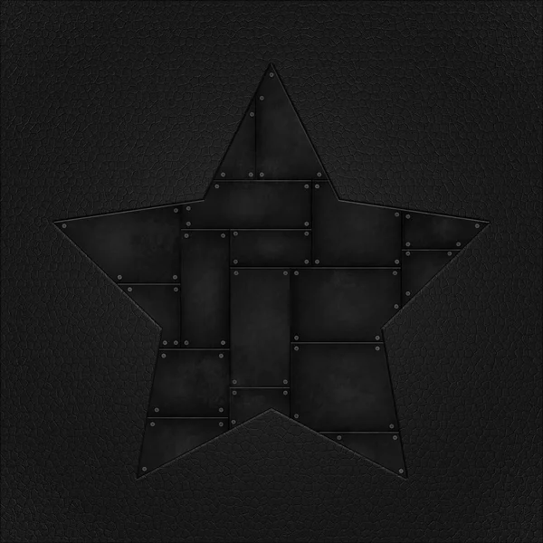 Grunge metal yıldız ve deri arka plan — Stok fotoğraf