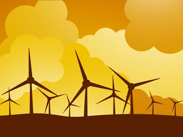 Wind turbine farm — Stock Vector