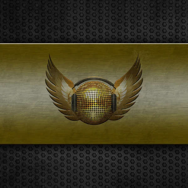 Discokugel mit Flügeln auf Grunge-Metallic-Hintergrund — Stockfoto