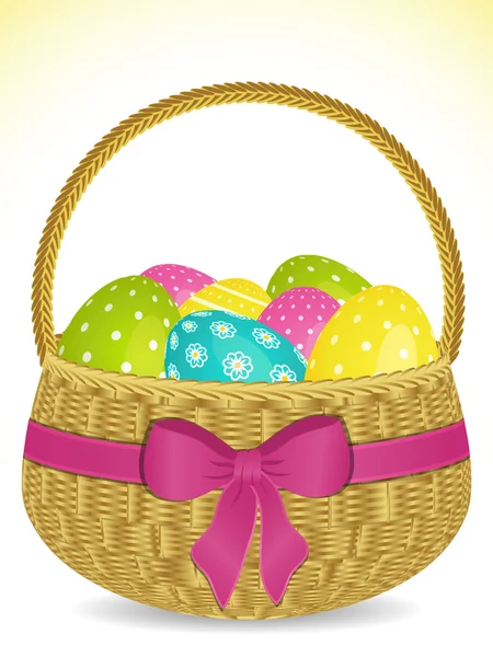 Easter basket with pokla dot eggs — Stock Vector