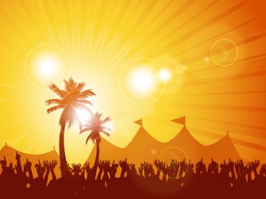 Tropical festival and crowd clipart