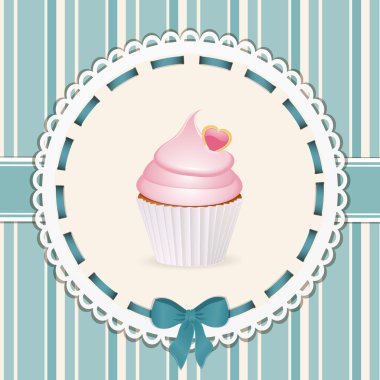 Vintage cupcake background blue clipart