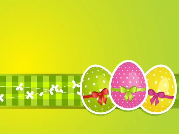 Easter background on gingham ribbon — Stock Vector